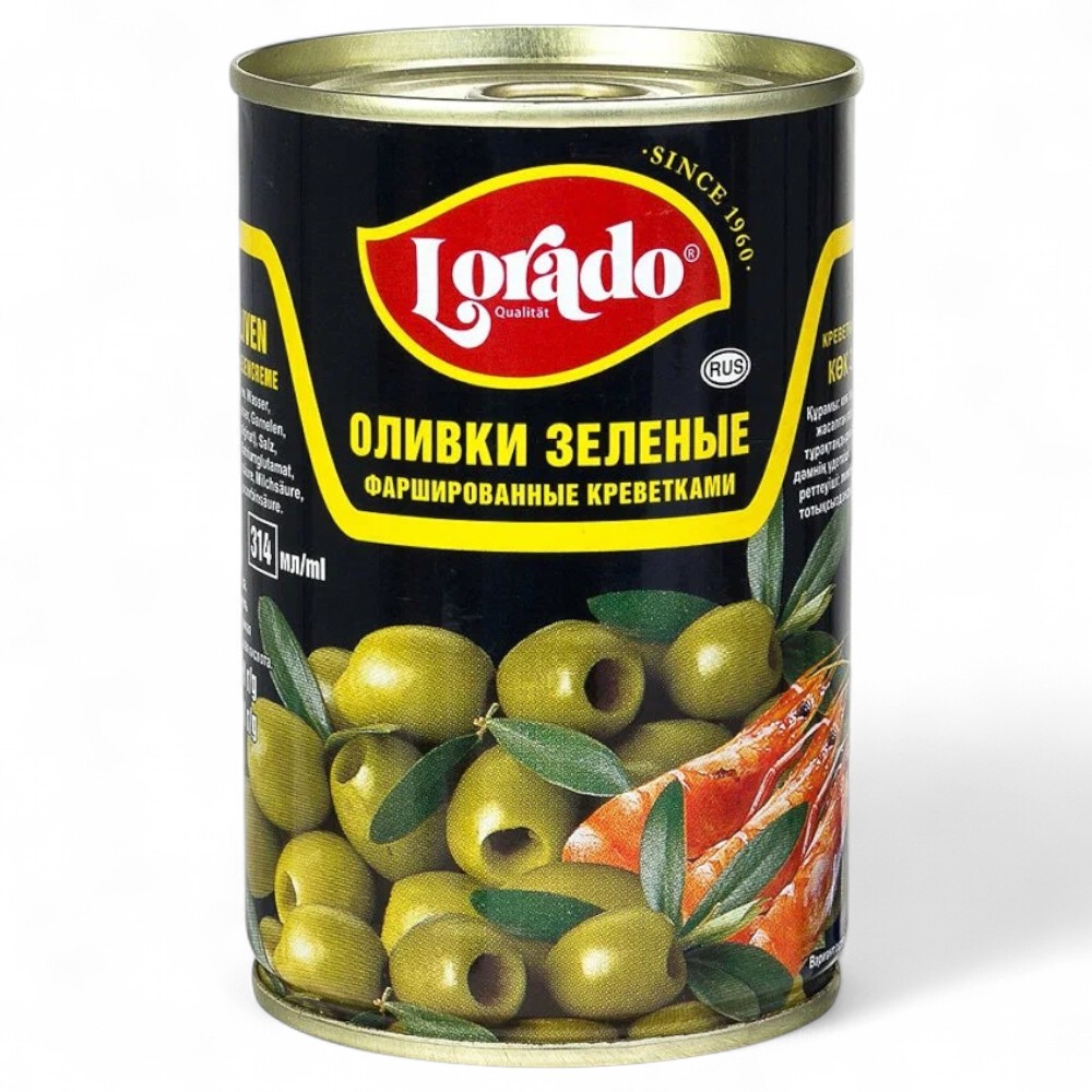 ЛОРАДО Оливки зеленые фаршир.креветками ж/б 314мл