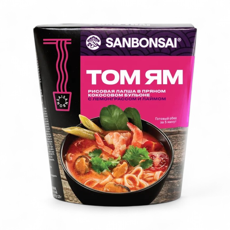 САНБОНСАЙ Ланчбокс ТОМ ЯМ рис.лапша в кокос.бульоне с лемонгр. и лаймом 113гр
