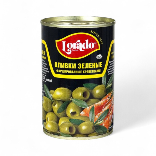 ЛОРАДО Оливки зеленые фаршир.креветками ж/б 314мл